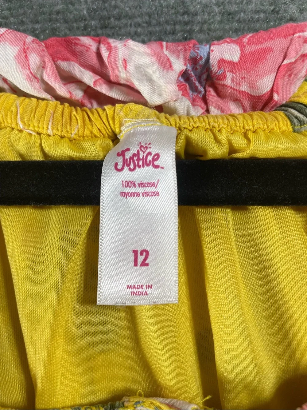 Justice Yellow‎ Floral Summer Dress with Pink Accents